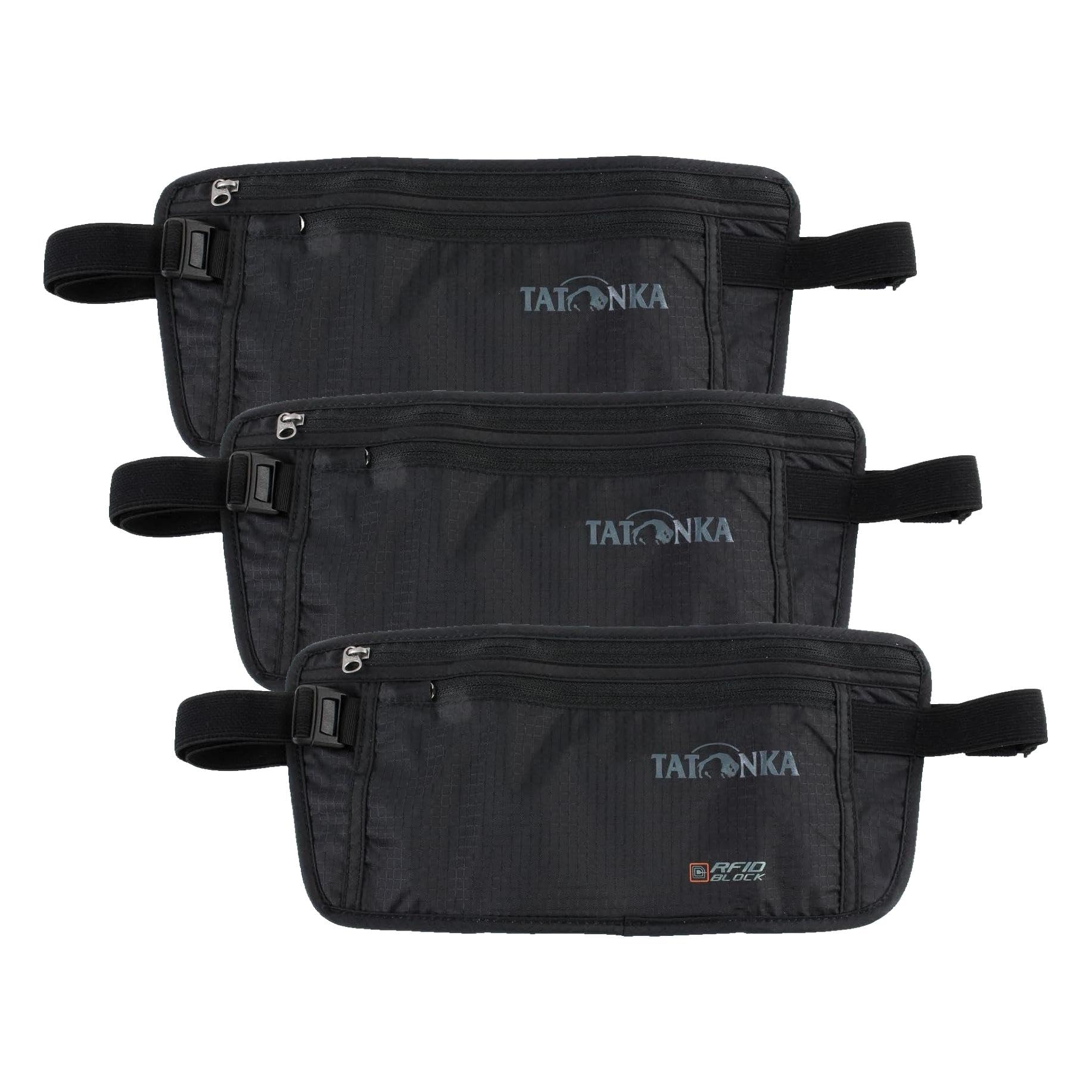 Tatonka Skin Moneybelt Int. RFID B - Flache Bauchtasche mit TÜV-zertifiziertem RFID-Blocker und Zwei Reißverschluss-Fächern - Hüfttasche für Frauen und Männer (Packung mit 3)