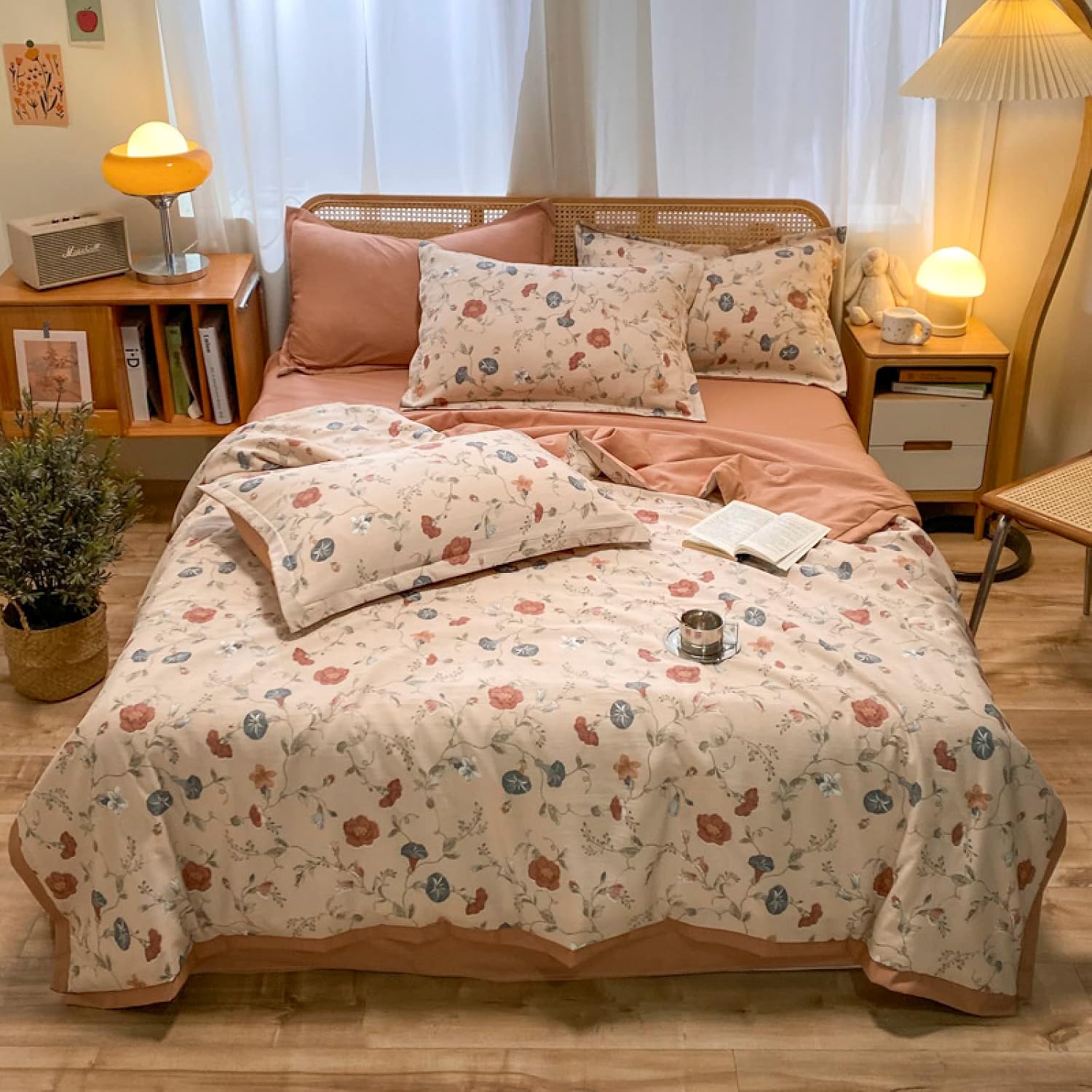 Cool Duvet Air Conditioning Duvet Thin Duvet for Spring and Autumn Blanket (D Queen quilt200*230+Sheet+Pillowcase*2)