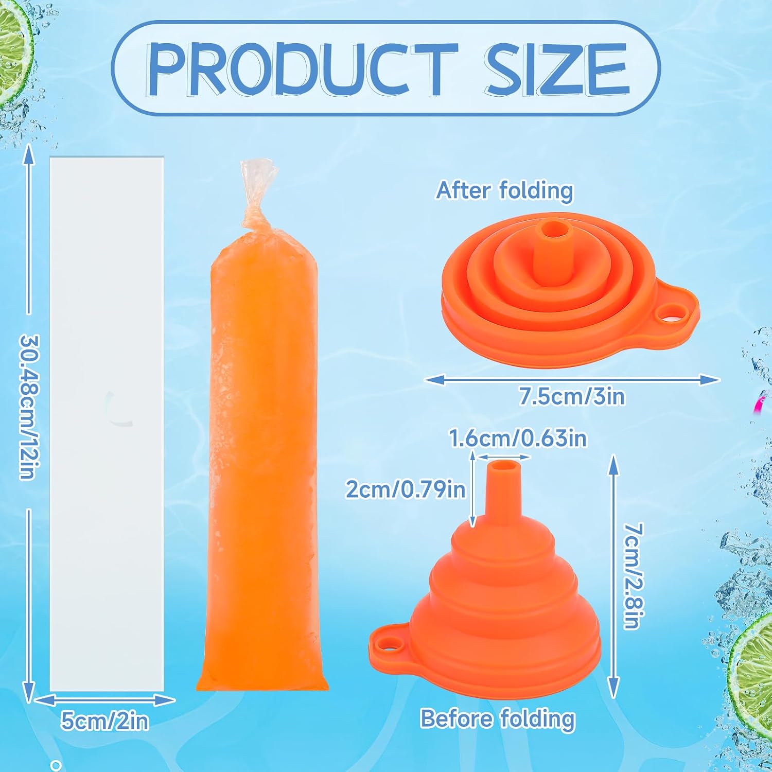 FEBSNOW 160Pcs Ice Lolly Bags Disposable Ice Popsicle Mold Bag with Funnel image 2