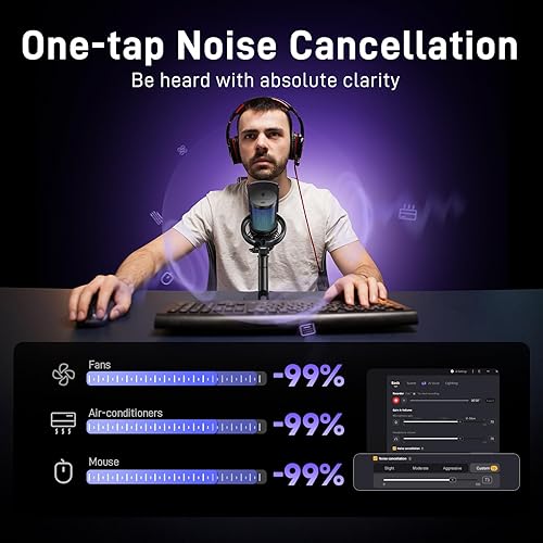 Miniatura 5 de MAONO Micrófono inalámbrico para juegos para PC, micrófono USB de condensador con software de cambio de voz AI, cancelación de ruido de 3 niveles,