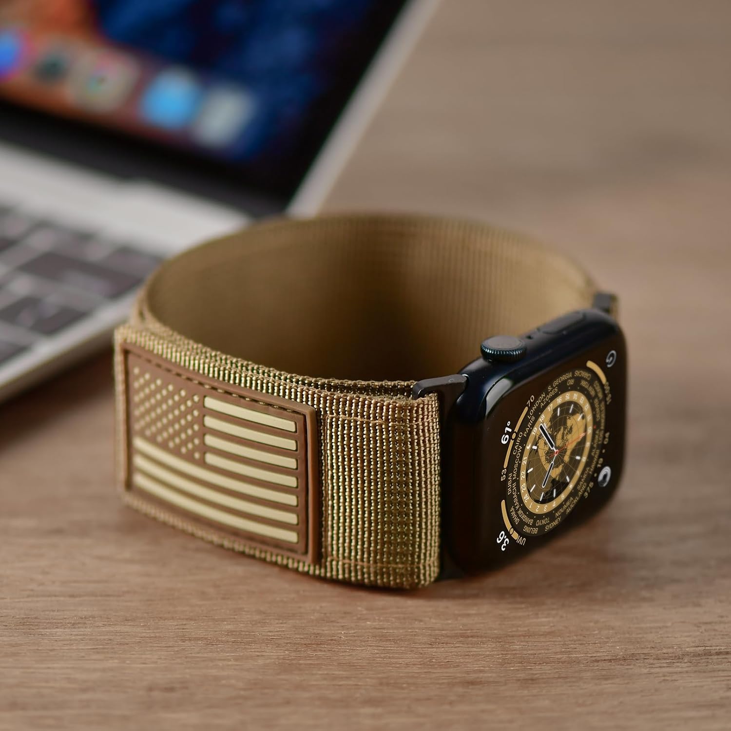 Tefeca Fortitude Series USA Flag Ultrawide Band Compatible with Apple Watch Ultra 2/Ultra 49mm, Series 10 46mm, Series 9/8/7 45mm, SE2/SE/6/5/4 44mm