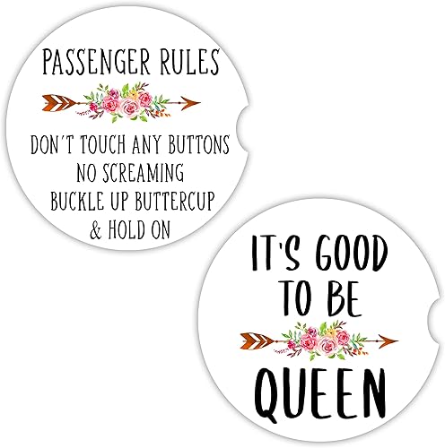 Divertidos posavasos de automóvil para portavasos  Decoración de flores, posavasos de cerámica absorbente para auto, paquete de 2 unidades,