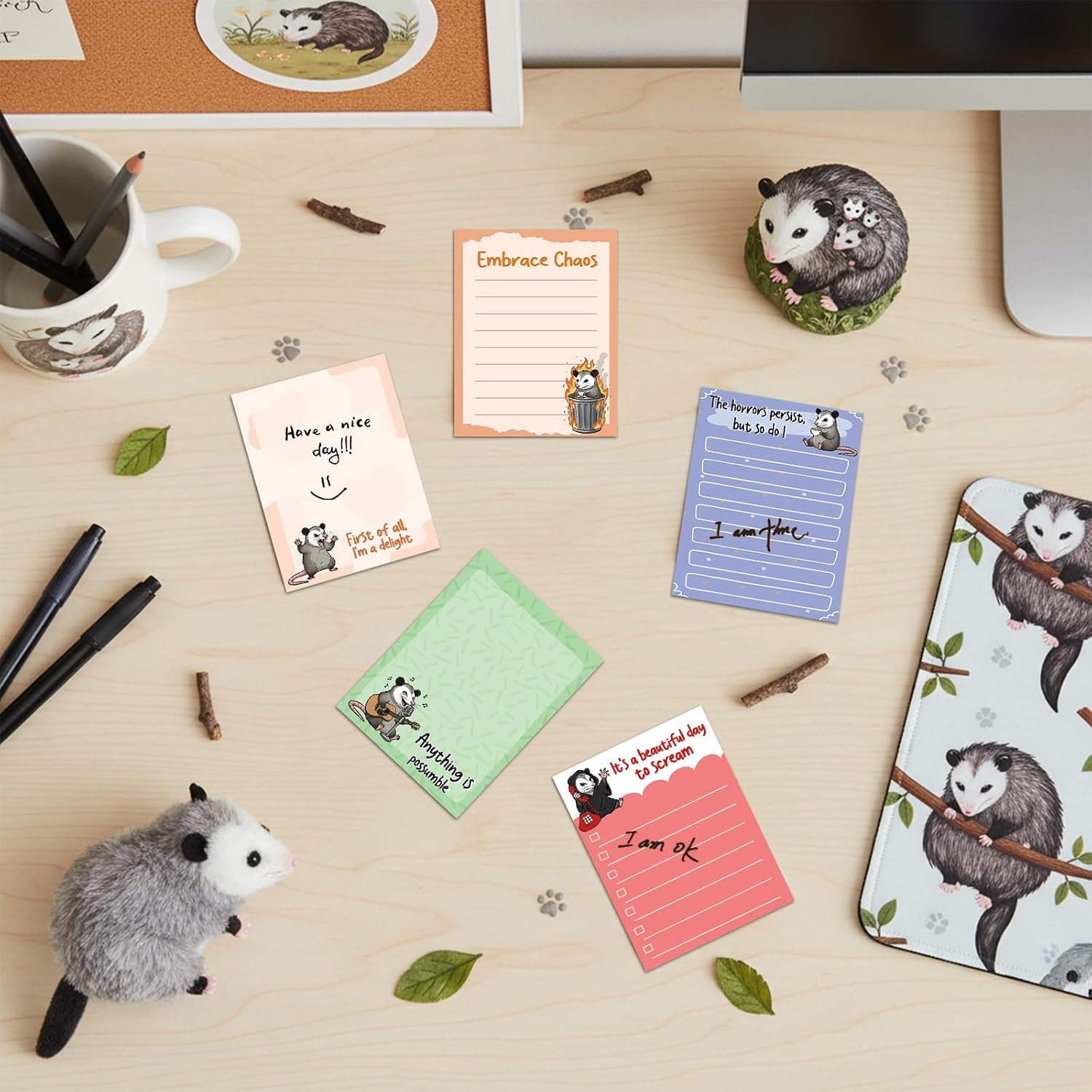 Opossum Gifts Sticky Notes - 9 Pcs Funny Self Stick Notepads Cute Animal to Do List Memo Pads School Office Supplies Birthday Gifts for Coworkers Teacher Student Opossum Lover image 3