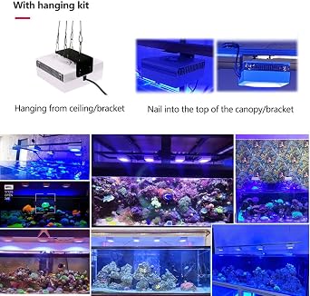 PopBloom RL90 WiFi Reef LED Light, 100W Reef Aquarium Lighting for SPS LPS Corals and Saltwater Fish Tanks, Enhanced Violet and Blue Spectrum,APP Fully Programmable (1 Light with Hang kit)