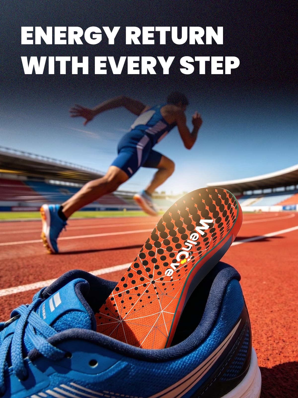 Welnove Semelle Carbone pour Running, Semelle Sport pour Football et Basketball – Dotées d'un soutien de la voûte plantaire, ces semelles améliorent les performances-XL-Femme 43-44|Homme 41-42