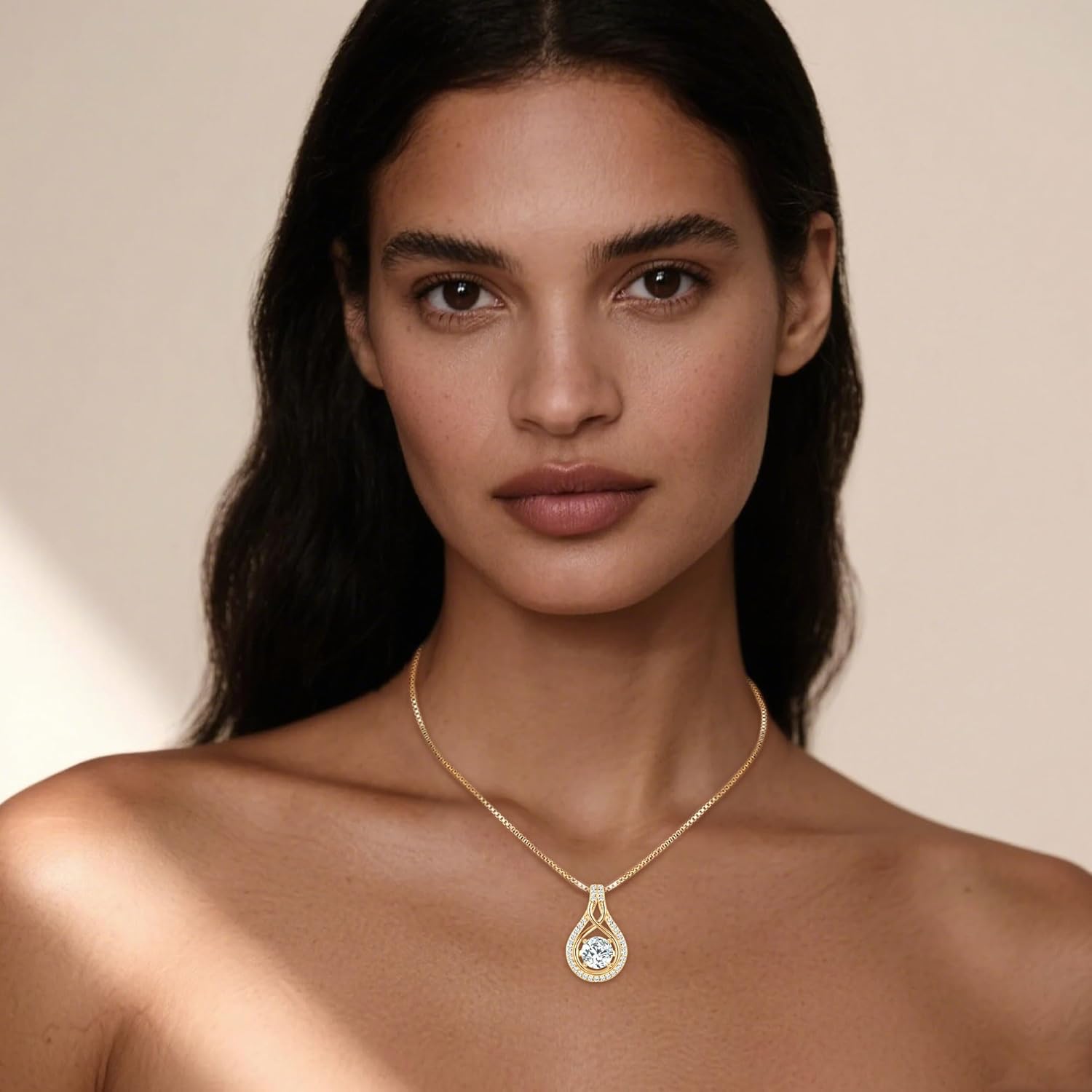 Moissanite Necklace for Women, 1Carat Sparkling Infinity Pendant 925 Sterling Silver Adjustable Chain Elegant Jewelry Anniversary Birthdays Gifts for Wife Mom - Image 3