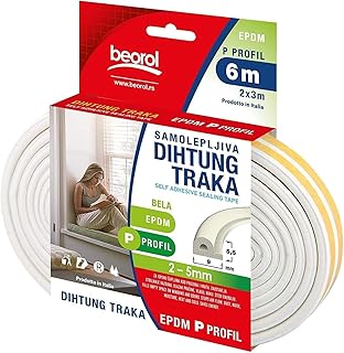 Self Adhesive Window And Door Sealing Tape White P Shape 6M
