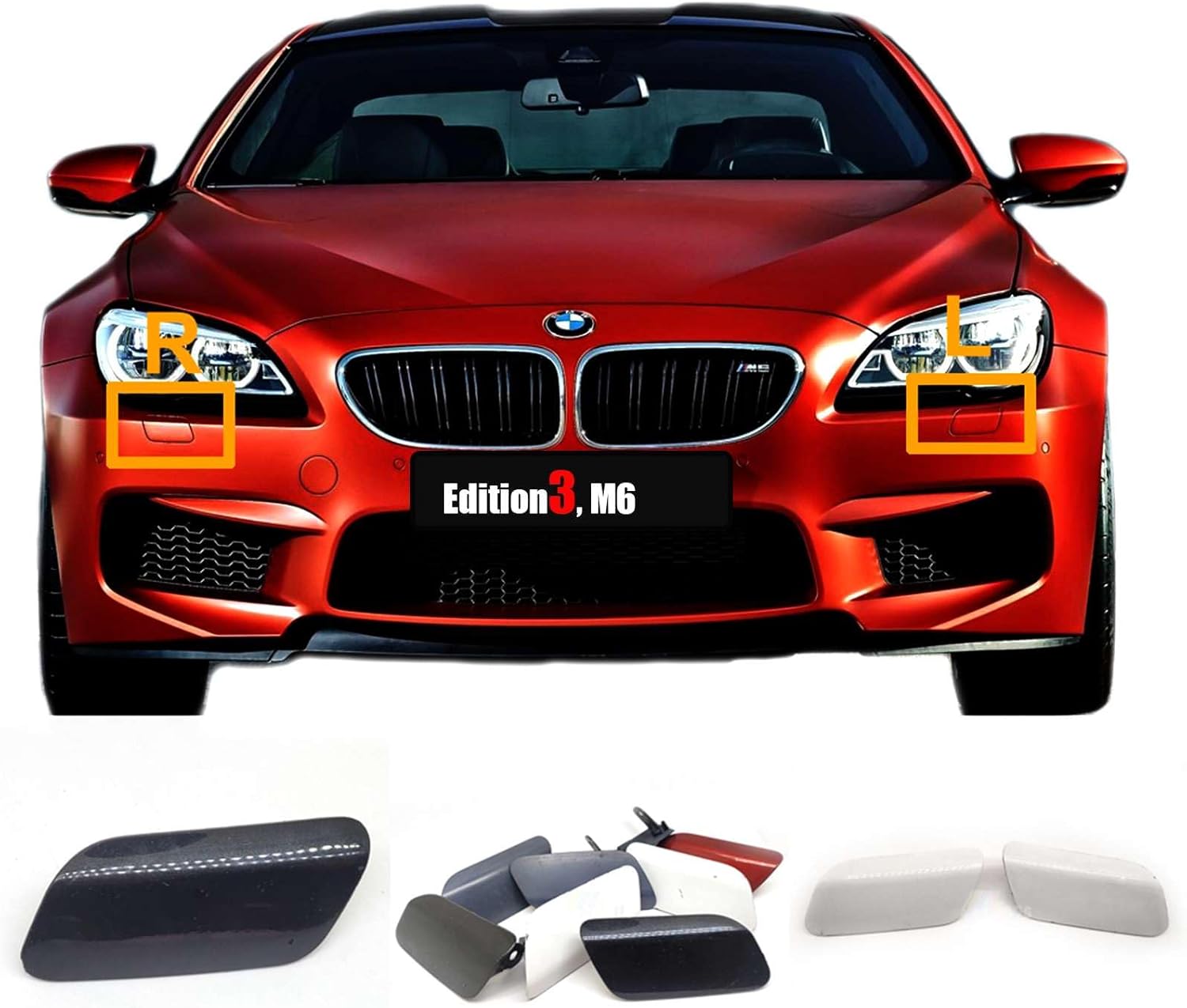 Headlight Washer Cover for 11-18 BMW M Series M6 F06 Gran Coupe 4door F12 Convertible F13 Coupe 2door 2011 2012 2013 2014 2015 2016 2017 2018 Cleaning Headlamp Spray Nozzle