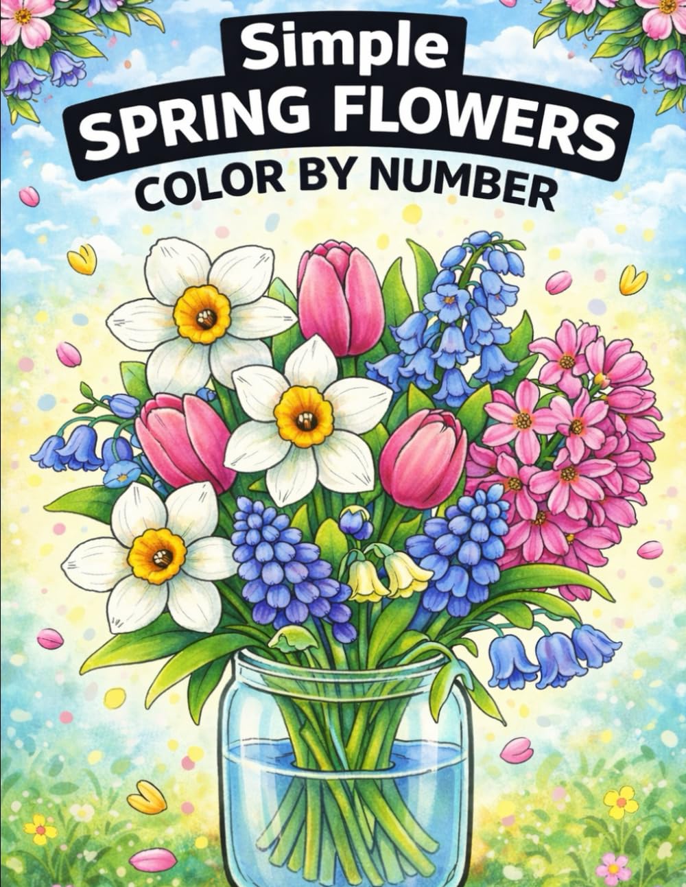 Simple Spring Flowers Color By Number Coloring Book: Large Print Spring Season Easy Coloring For Adults, Seniors and Kids