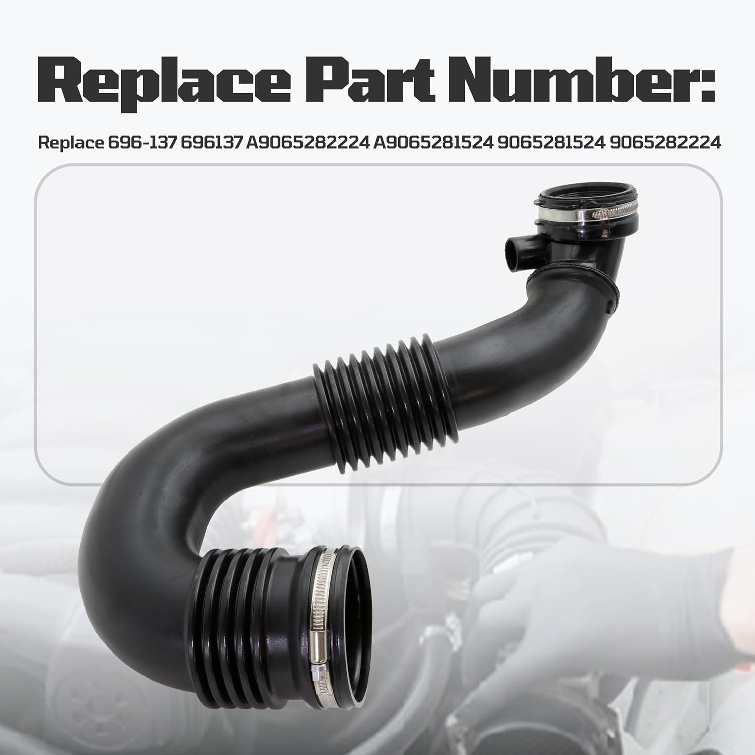 Engine Air Intake Hose Tube with Clamps Fit for Mercedes-Benz Dodge Freightliner Sprinter 2500 3500 4500 3500XD 3.0L V6 2007-2022 Replace 9065281524 9065282224 696137 696-137