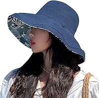 Vista 6 de Sombreros reversibles florales para el sol, protección UV, con protección UPF y ala ancha y correa de barbilla para mujer