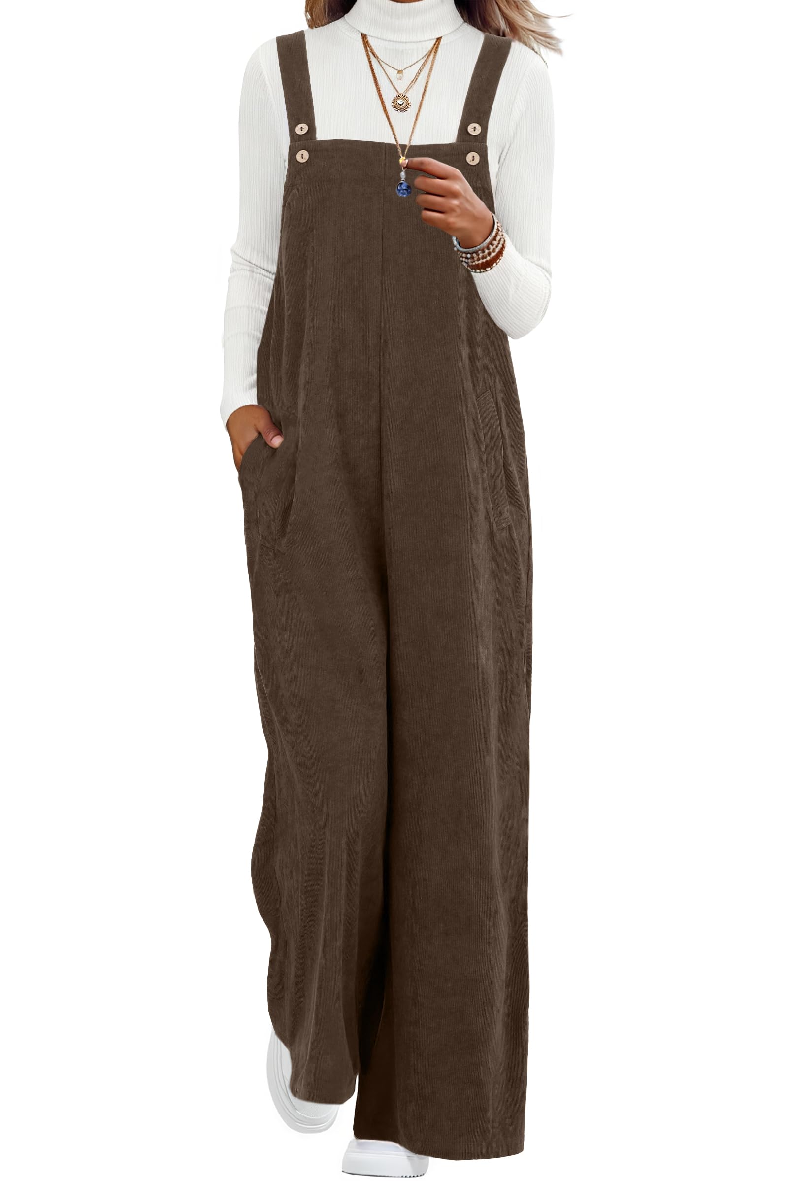 Lepunuo Corduroy Winter Rompers for Women Loose Maternity Jumpsuits