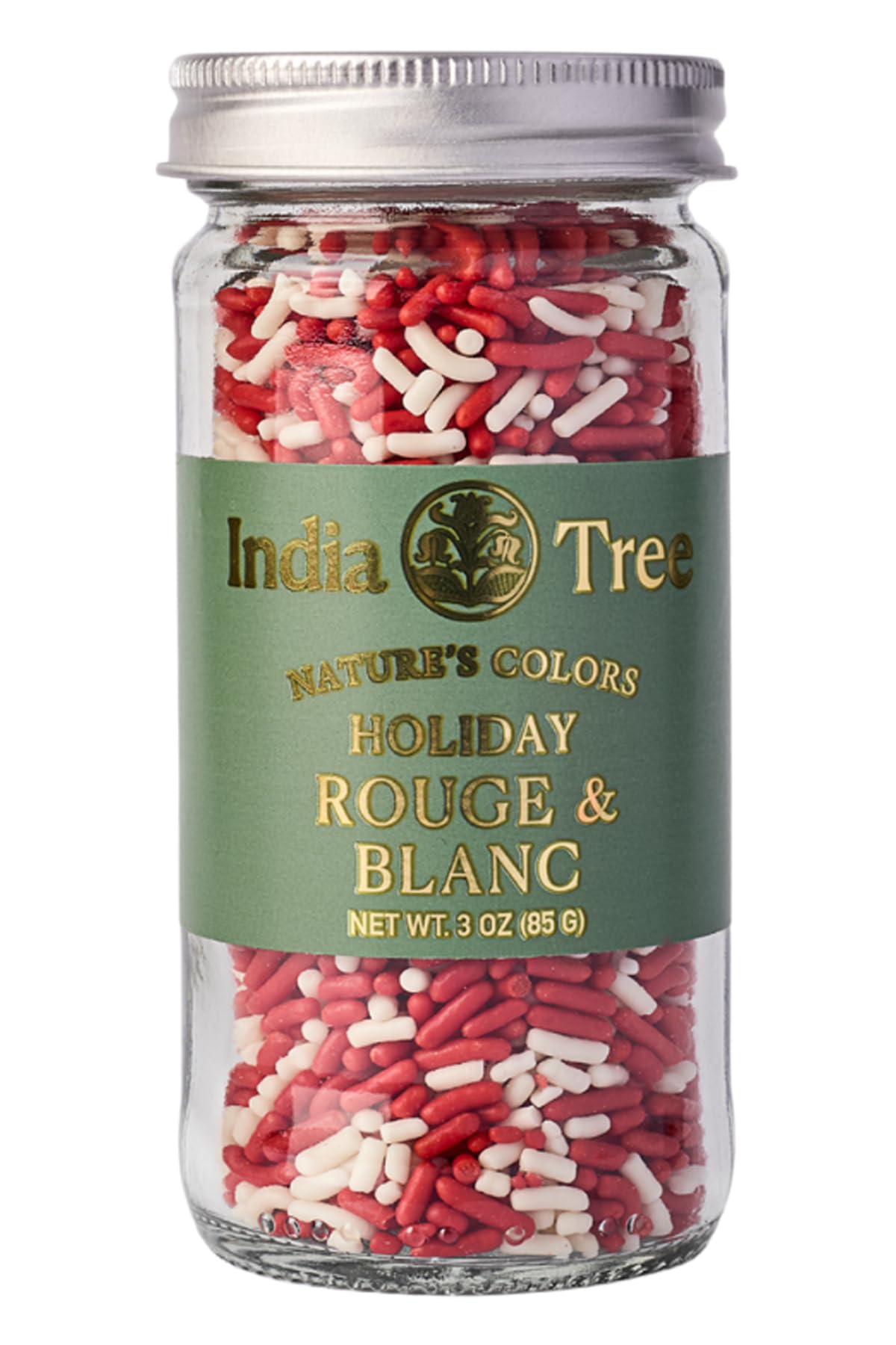 Nature’s Colors Cake Decorations Rouge & Blanc Sprinkles in Glass Jar by India Tree – 3 Ounce (Pack of 1), Rouge & Blanc