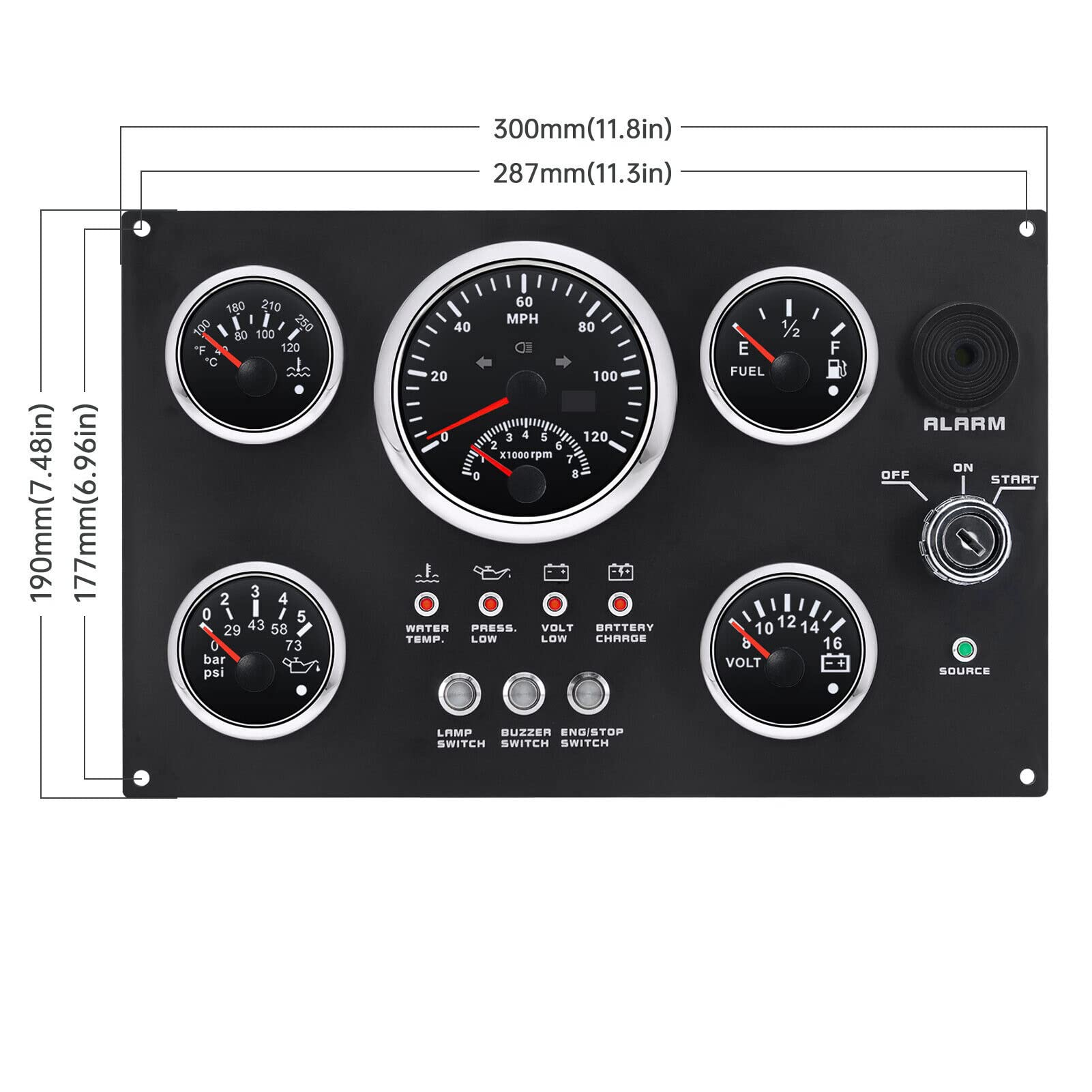 Juego de 5 indicadores, panel de instrumentos, juego de indicadores con nivel de aceite, temperatura del agua, presión de aceite, pantalla de voltaje, medidor digital