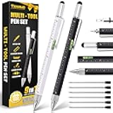 Stocking Stuffers for Men, 9 in 1 Multitool Pen 2Pcs and Refill 6Pcs, Unique Tech Tool Pen from Wife Daughter to Father Boyfriend Husband on Christmas, Birthday, Valentine's Day