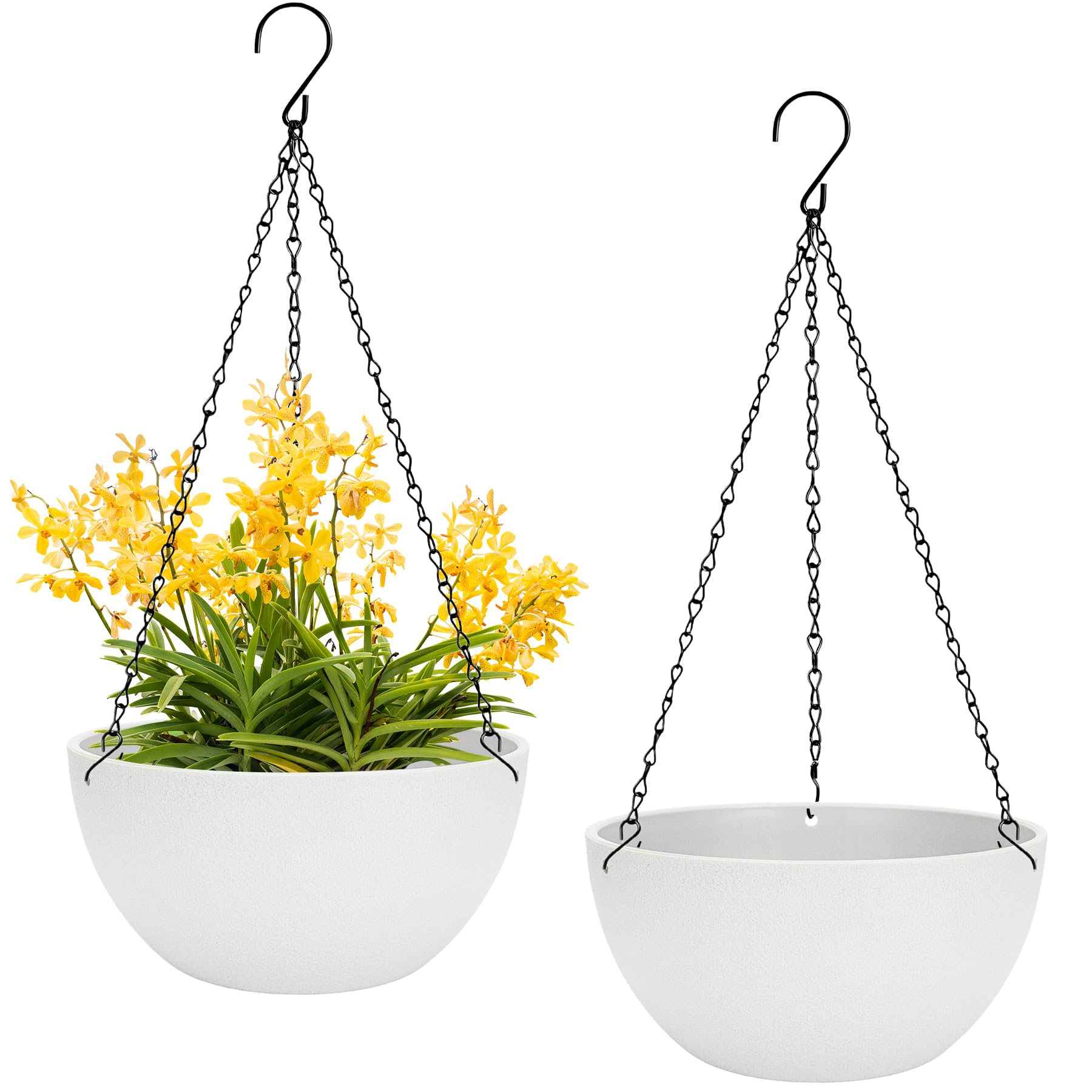 CSYY Plant Pots Indoor, Plastic Pot, Flower Pots Outdoor Self Watering Indoor Plant Pot with Drainage Holes and Tray, Plastic Planter for Garden House Plants (White, 8in)