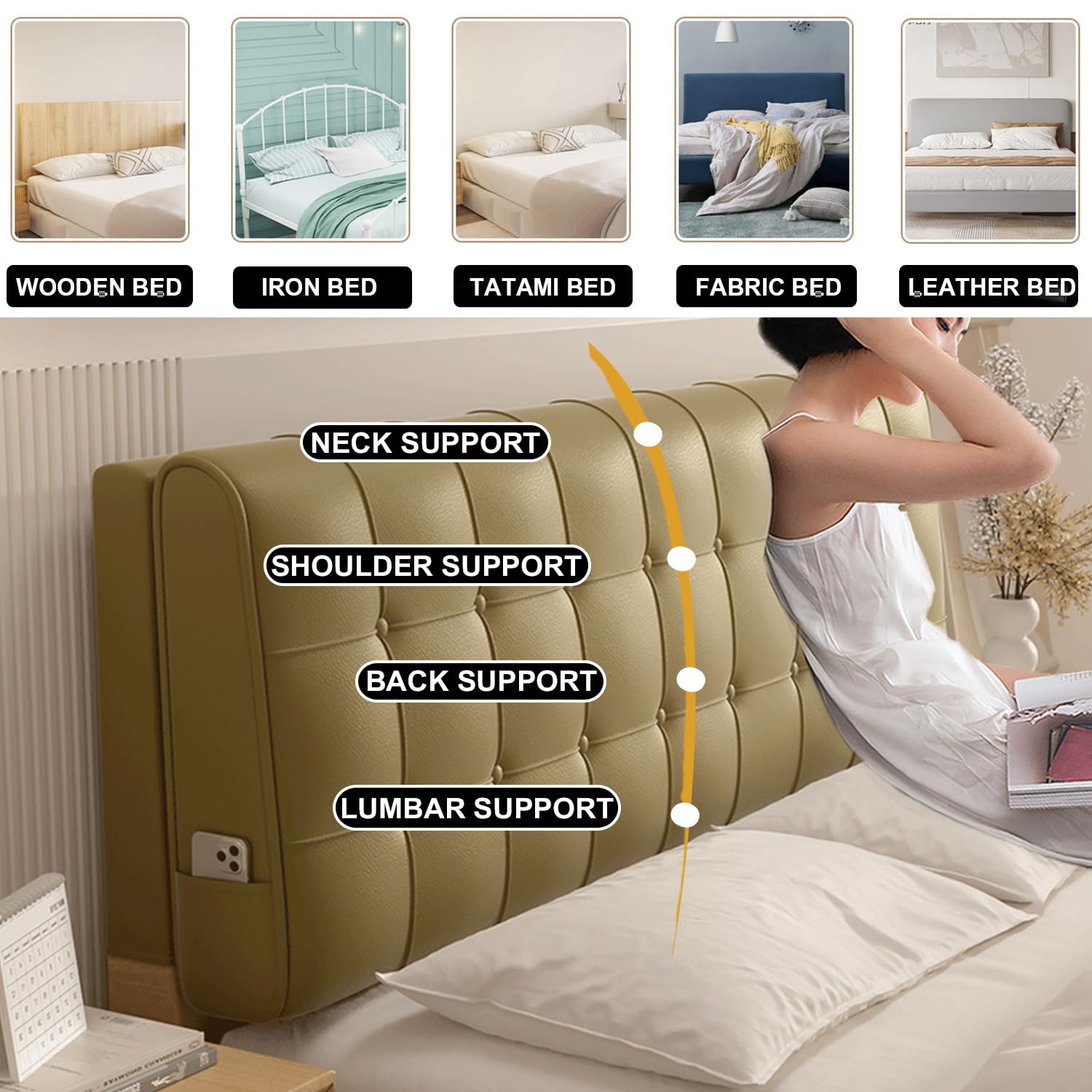 Amazon｜Generic ベッドの背もたれフェイクレザーヘッドボード