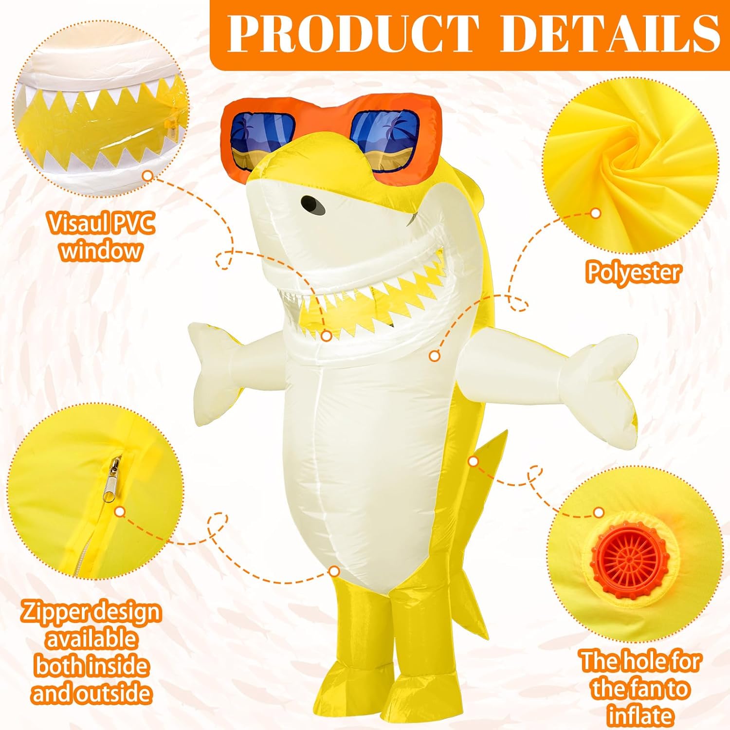 Foaincore Inflatable Shark Costumes for Adult Halloween Costumes Shark Air Blow up Costume Party - Image 3