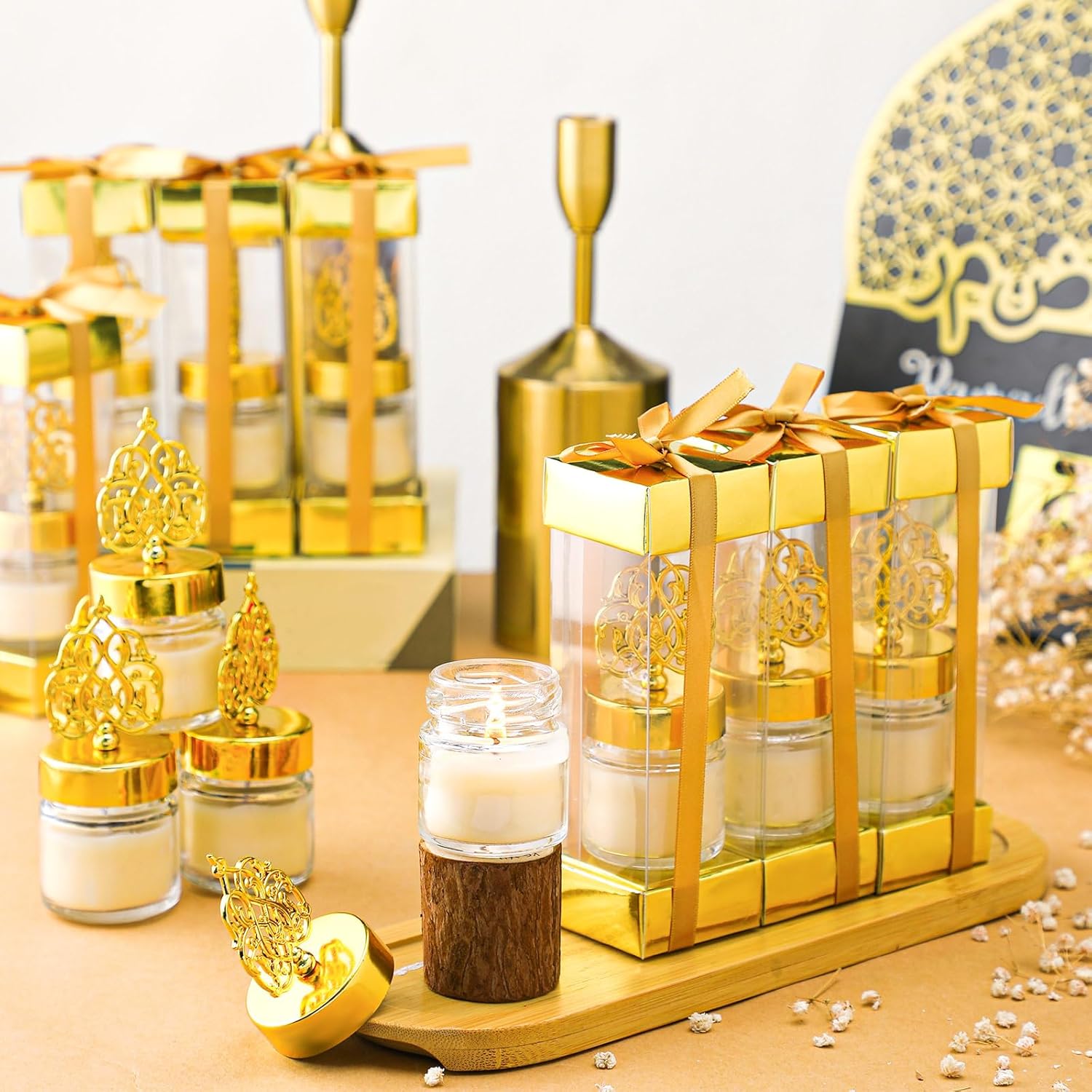 Hoolerry 12 Pcs Ramadan Eid Gifts Eid Mubarak Candle Ramadan Decorations Muslim Islamic Meditation Gift Bulk Scented Lavender Candles Muslim Night Light Favors for Family Home Table Celebration Decor - Image 2