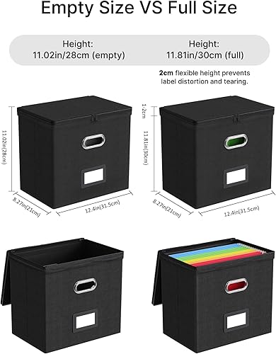 Vista 10 de Oterri Paquete de 2 cajas organizadoras de archivos con tapas, caja de archivos con bolsillos de malla, caja organizadora de documentos para Verde