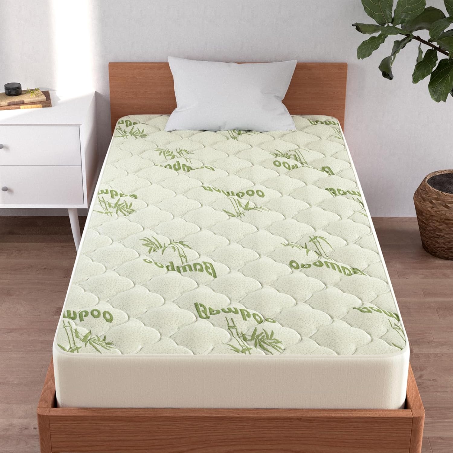Twin XL Mattress Topper Quilted Thick Viscose Mattress Pad Cover Noiseless Plush Pillow Top Mattress Topper Extra Long