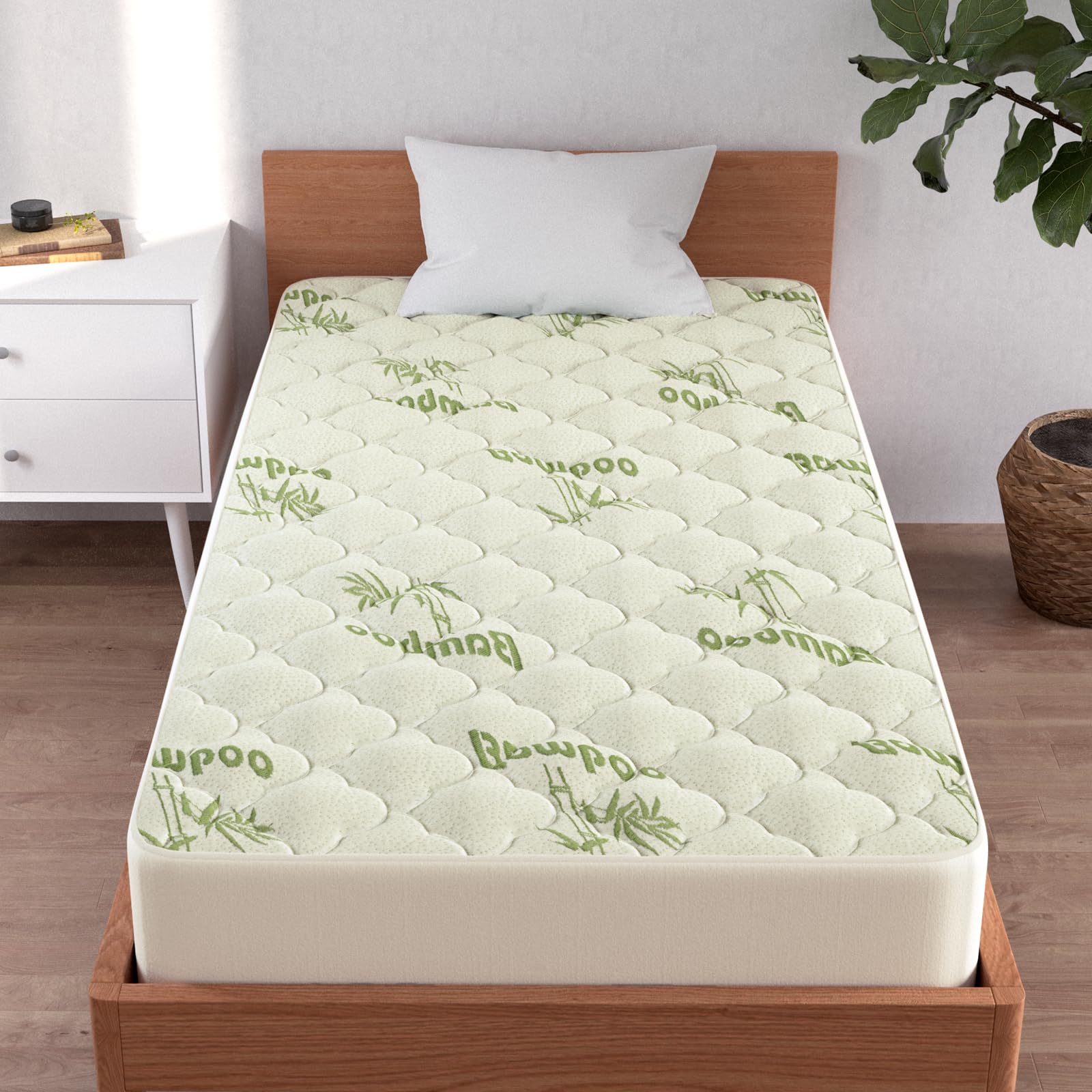 Twin XL Mattress Topper Quilted Thick Viscose Mattress Pad Cover Noiseless Plush Pillow Top Mattress Topper Extra Long