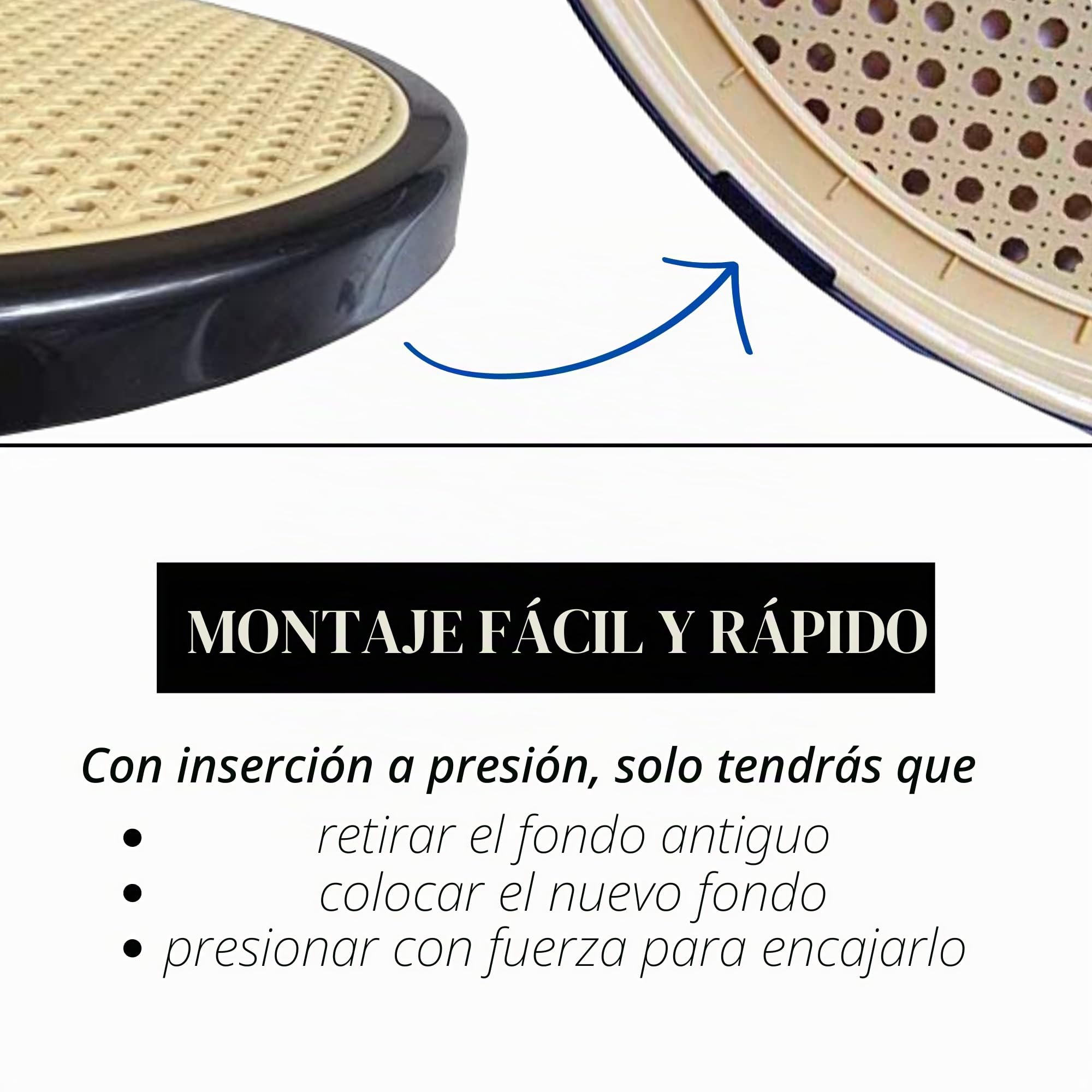 Tomaino - Recambios de silla redondos, recambios de asientos de paja para sillas Vienna, Bistrot, Thonet - 10 unidades (negro)