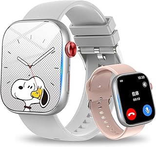 【Amazon.co.jp限定】スマートウォッチ 【2026進化モデル＆付属ベルト*2 】2.01インチ大画面 iPhone対応 アンドロイド対応 smart watch Bluetooth 通話機能付き GPS機能 天気 IP67防水 多言語 多種機能付き IP67防水 長持ちバッテリー メッセージ通知 スポーツウォッチ レディース メンズ 文字盤設定 (シルバー)2026