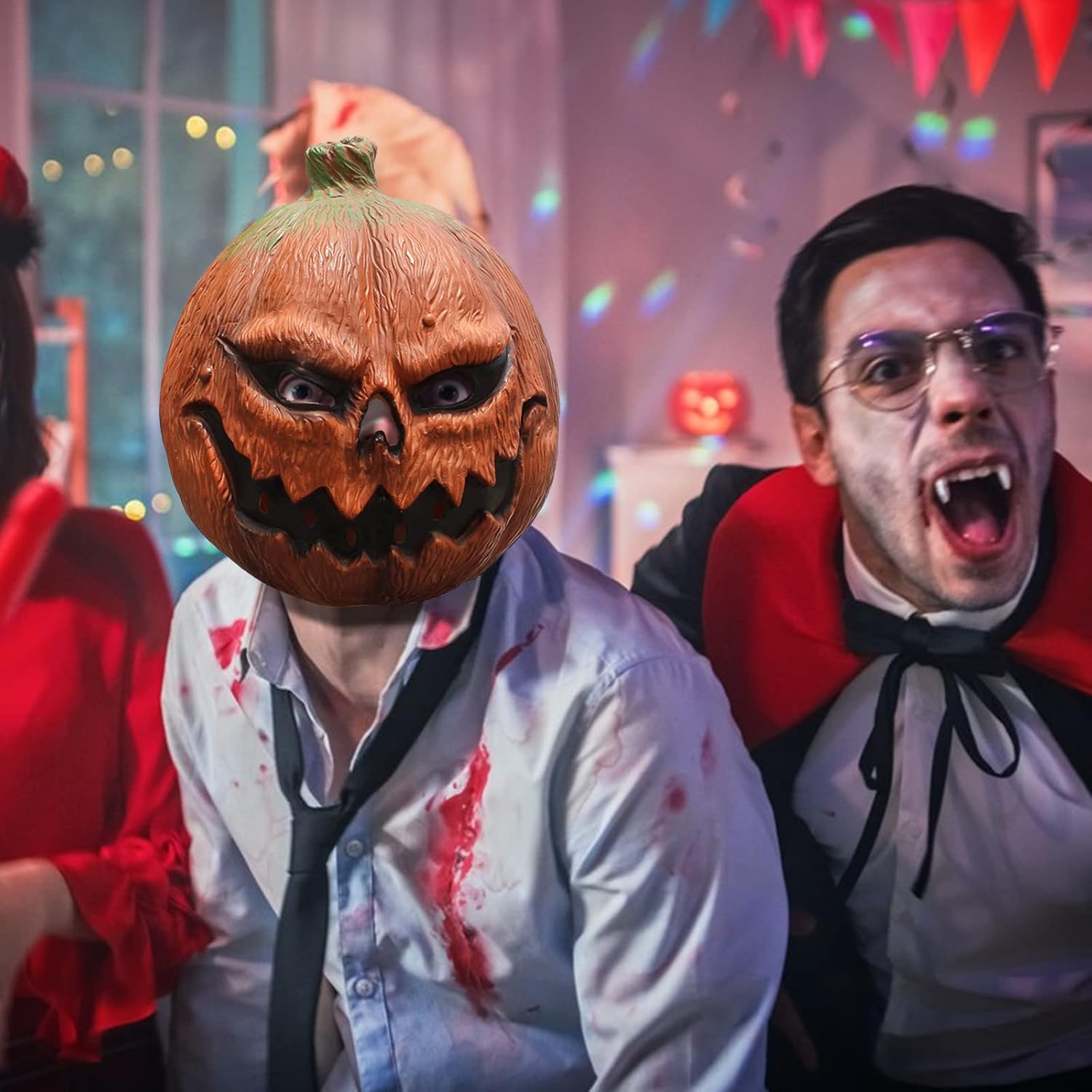 Miniatura 3 de MOLEZU Máscara de calabaza de lujo novedosa para disfraz de Halloween, accesorios para fiesta de disfraces de animales adultos, máscara de látex de