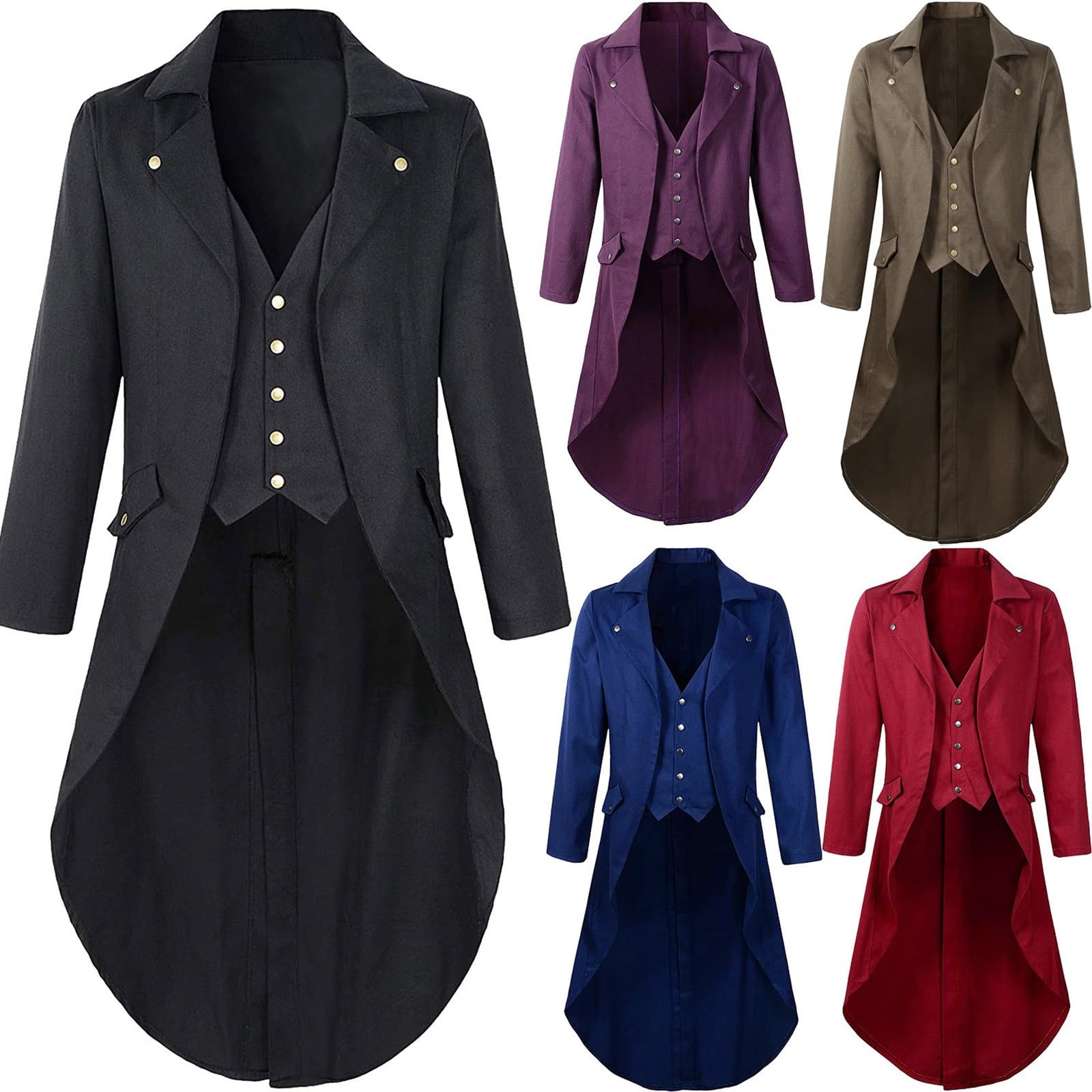 FaroLy Giacca Medievale Steampunk Da Uomo Frac Gotico Vittoriano Rinascimentale Costume Di Halloween Cappotto Vintage Frock Color Purple Size L 126079273