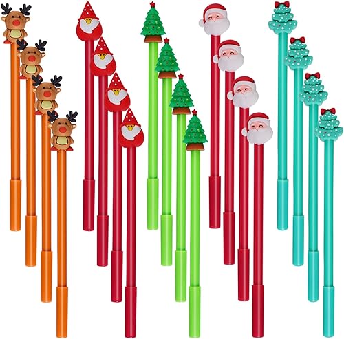 jiebor 20 bolígrafos de tinta de gel de Navidad a granel con tinta negra para mujeres, estudiantes, profesores, regalo de Navidad, suministros