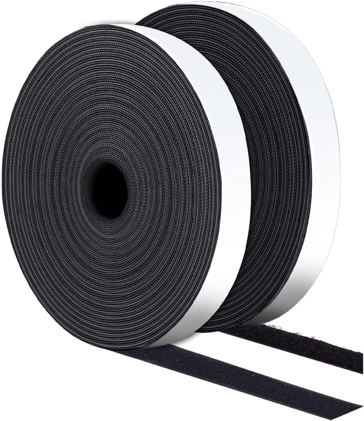 DNF 20 Yards (60 FT) 1" Black Hook Loop Strips with Adhesive Heavy Duty, Multi-Purpose Picture Hanging Strips, Bulk Sticky Straps Wall Hanging Strips Anti Slip
