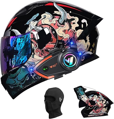 Cascos de motocicleta para hombre, aprobado por DOT, casco de motocicleta de cara completa para adultos, casco de motocicleta con doble visera,