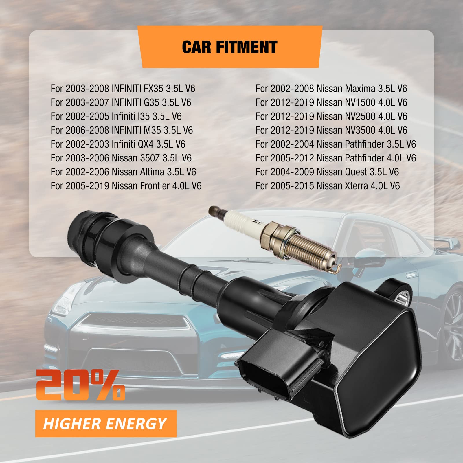 BDFHYK Set of 6 Ignition Coils pack UF401 & Iridium Spark Plugs NGK4469