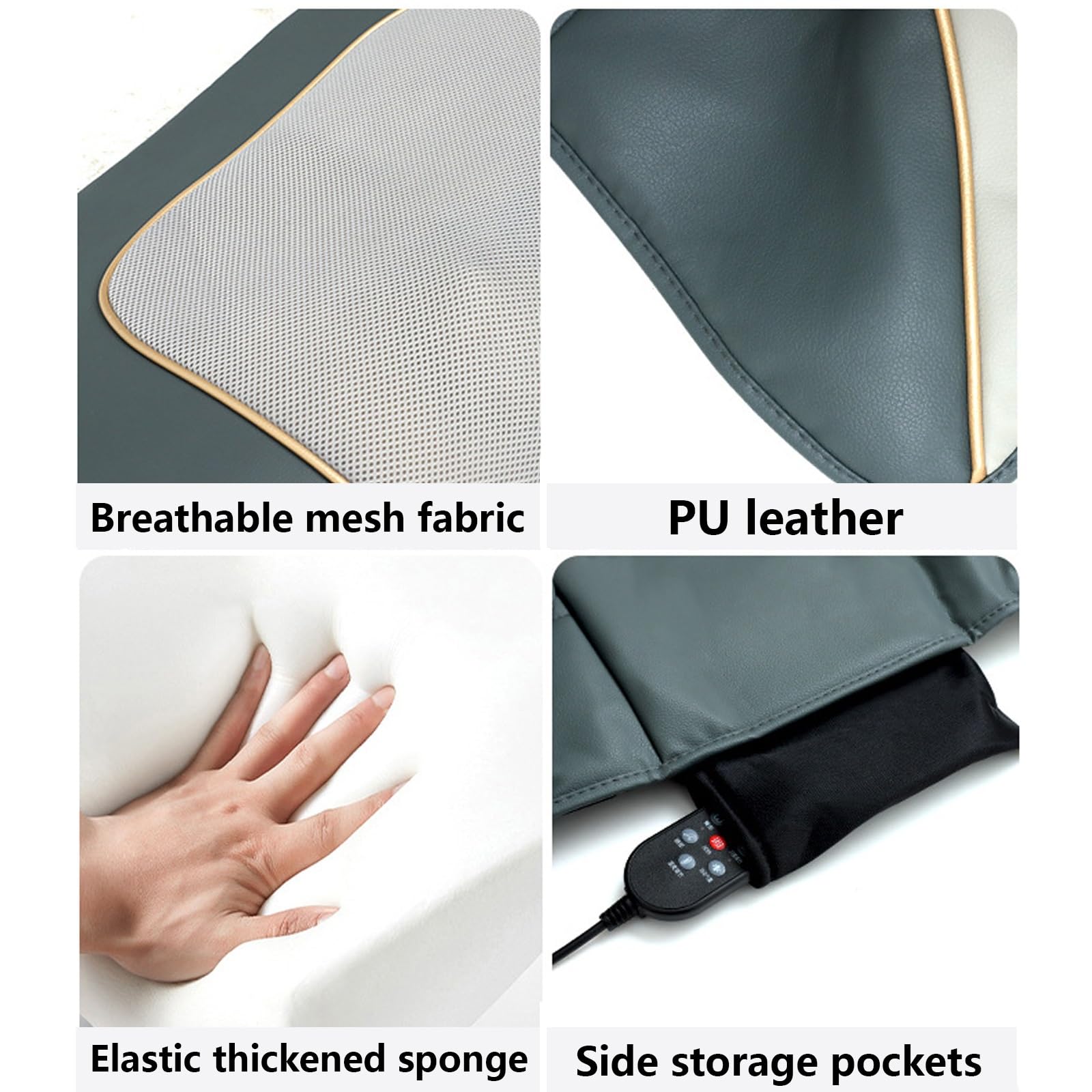 Colchon Masajeador Temporizador de 3 Velocidades Plegable Cuero Sintético Colchoneta Masajeadora Cuerpo Entero Calefacción a Temperatura Constante Ideal para Salas de Estar