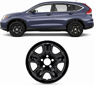 16 Inch Glossy Black Wheel Skins Compatible with 2012-2016 Honda CR-V, Snap-On Wheel Covers for Matching Factory Wheels, Set of 4