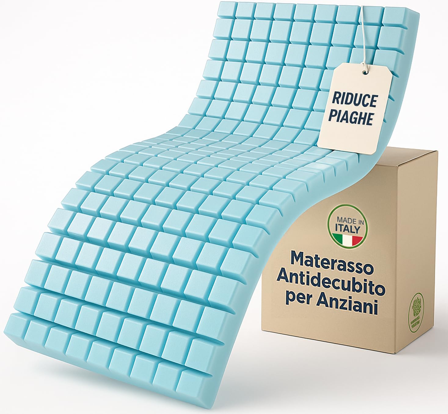 Francegaglia® Materasso Antidecubito per Anziani - Riduce Piaghe da decubito - Materasso ospedaliero - Alto 10cm - Mod. Tiche