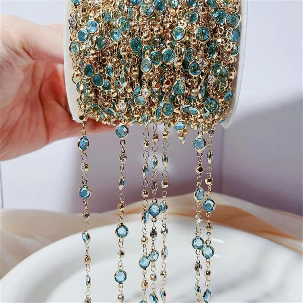 Catene a Maglie in Cristallo placcate in Oro da 10 m per Accessori Fai da Te per la creazione di Gioielli, Materiale della Catena della Nappa della Collana della Coda estesa