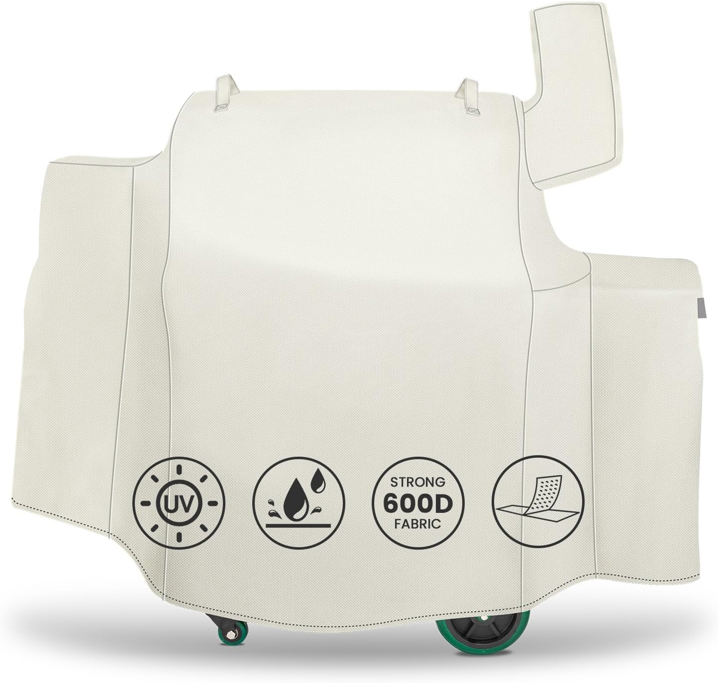 QuliMetal Grill Cover for Green Mountain Daniel Boone Prime WiFi Grills and Green Mountain Grill Ledge Model, Full Length GMG Daniel Boone Smoker Cover, 600D Fabric, Beige For Green Mountain Grill Daniel Boone Prime WiFi Beige - Image 1 of 7