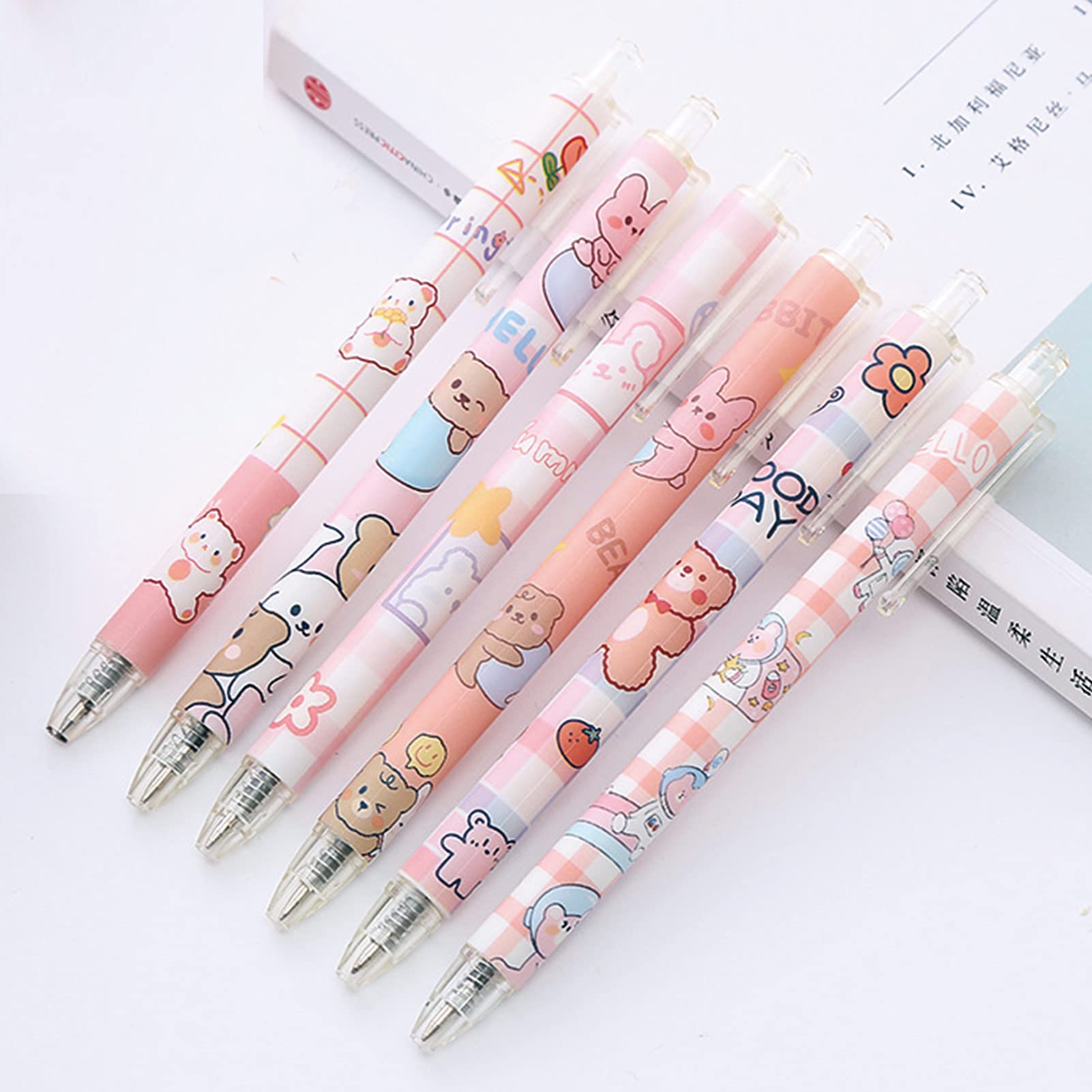 6 Pcs Gel Ink Pens Cartoon Retractable Pens Cute Animal Pen 0 5mm Ballpoint Pen Office School Supplies — view 2