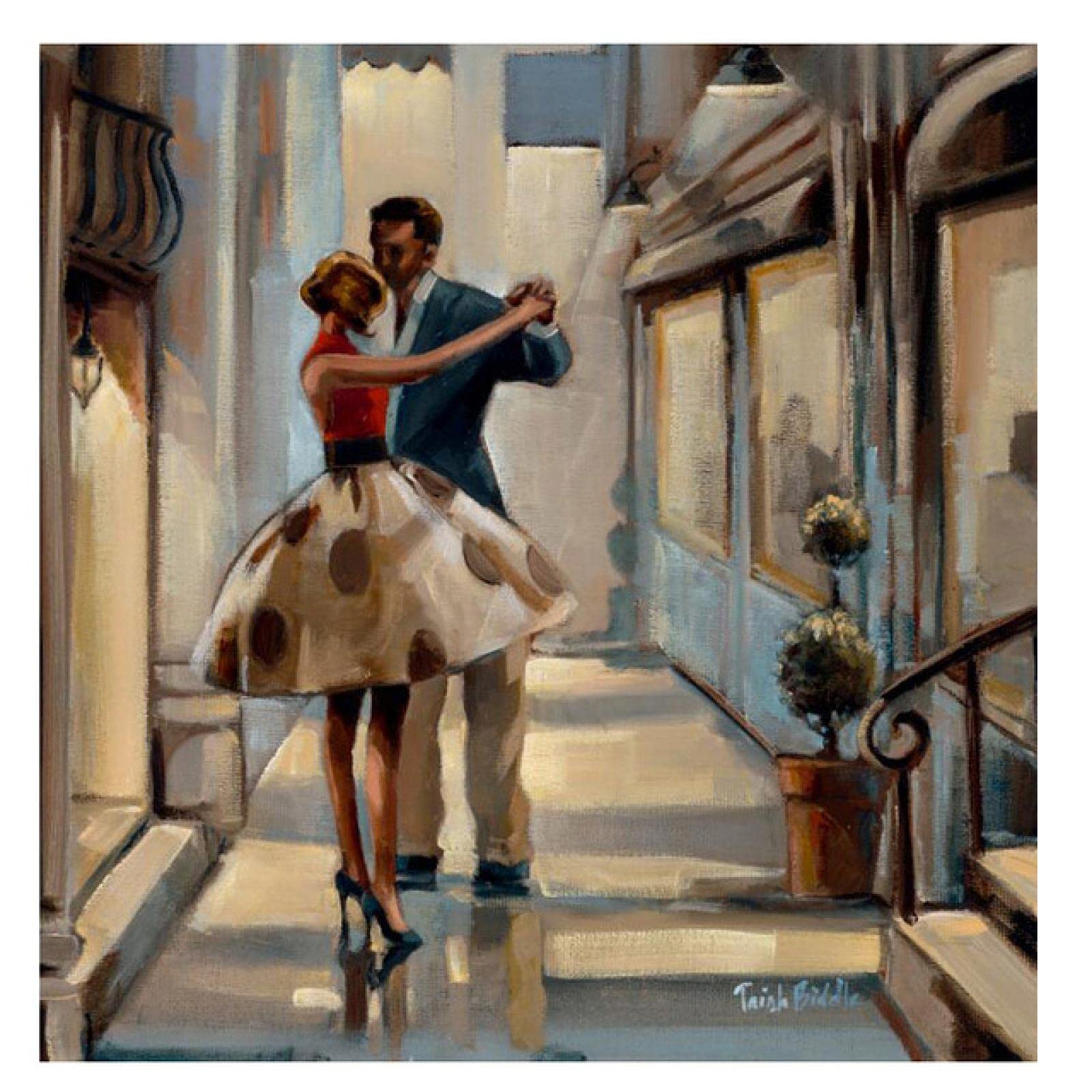 Painting on Canvas Vintage Couple Dancing Modern Wall Art Posters and Prints Wall Picture for Living Room Home Decor 80x80cm(31x31in) Frameless