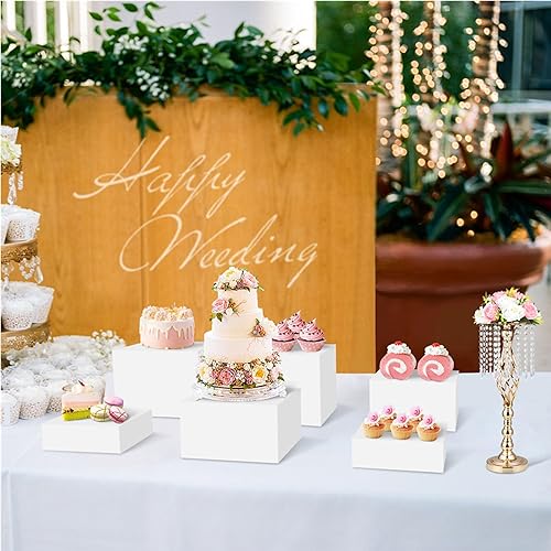 Miniatura 2 de Juego de 6 elevadores de buffet, soportes de exhibición de alimentos para fiestas, cubos acrílicos con fondo hueco, soporte para pastel de boda,