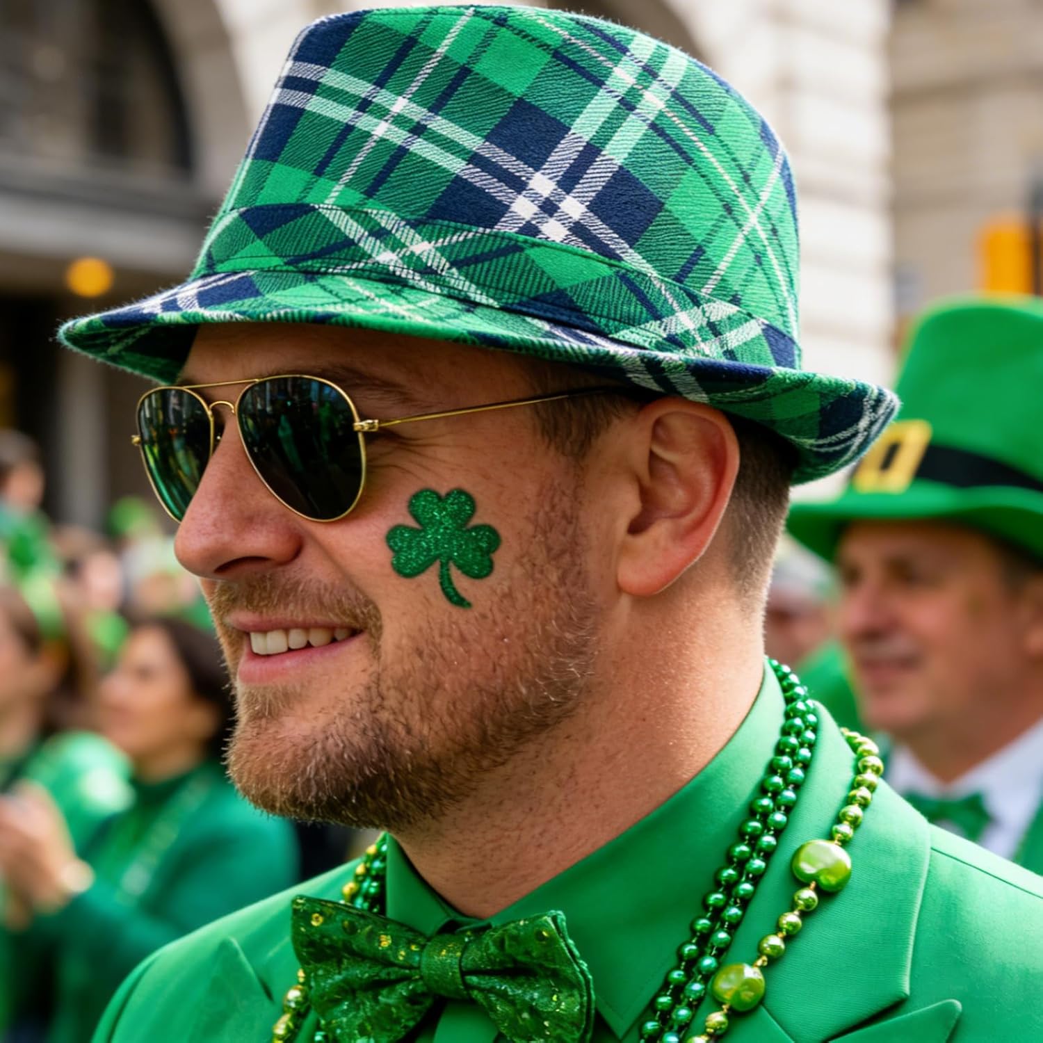St Patricks Day Hat Green Top Fedora Hats Plaid Saint Patrick Irish Cap Leprechaun Costume Accessories - Image 4