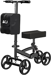 LCJ Knee Scooter Knee Walker for Adults for Foot Surgery All Terrain Leg Scooter Broken Ankle Scooter for Injured Foot with Shock Absorbing Black