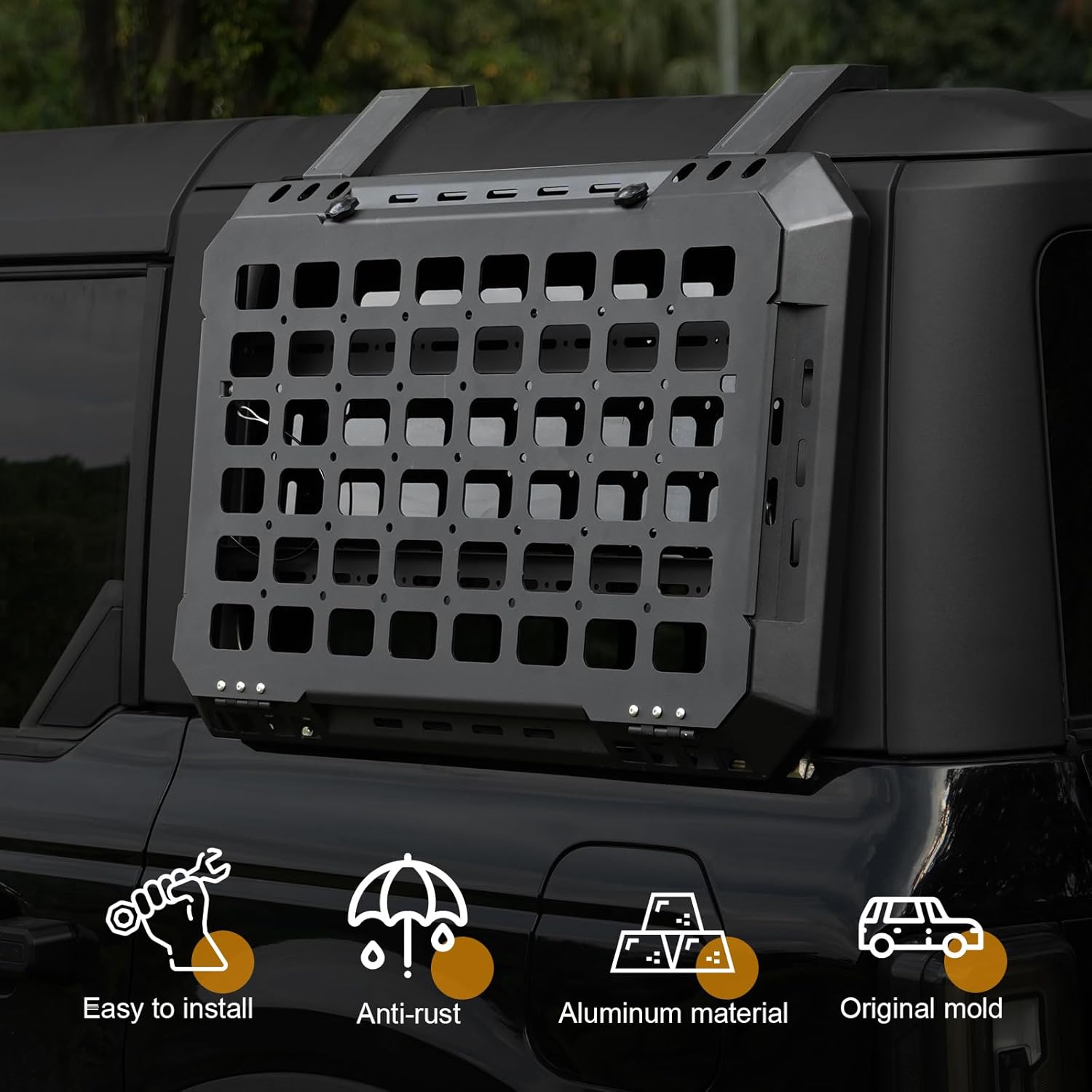 Z8 Rear Window Storage Panel Kit,Modular Tactical Molle Platform Compatible with 2021-2024 Ford Bronco 4 Doors,Left & Right Rear Window Install,Camping Gear, Off-Road Accessories