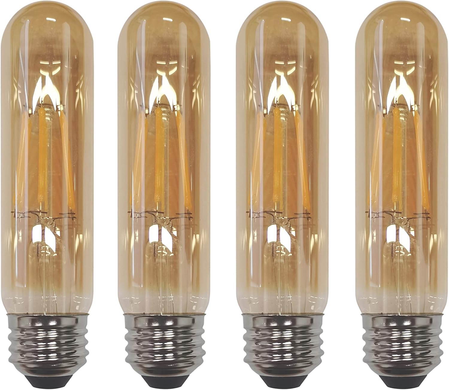 CTKcom T10 E26 Amber LED Light Bulb,Smooth Dimmable T10 Tubular Edison Light Bulbs,2 Watt 120V 2200K Warm White 140 lumens Vintage Edison Light Bulbs 25 Watt Equivalent,4 Pack