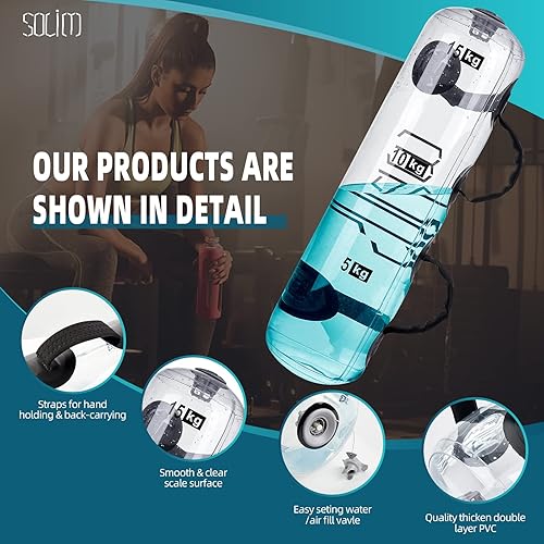 Miniatura 2 de Water Weights Aqua Bag, Workout Sandbag Alternative Strength Training Sand Bag Portable Stability Fitness Equipment  Ultimate Core and Balance