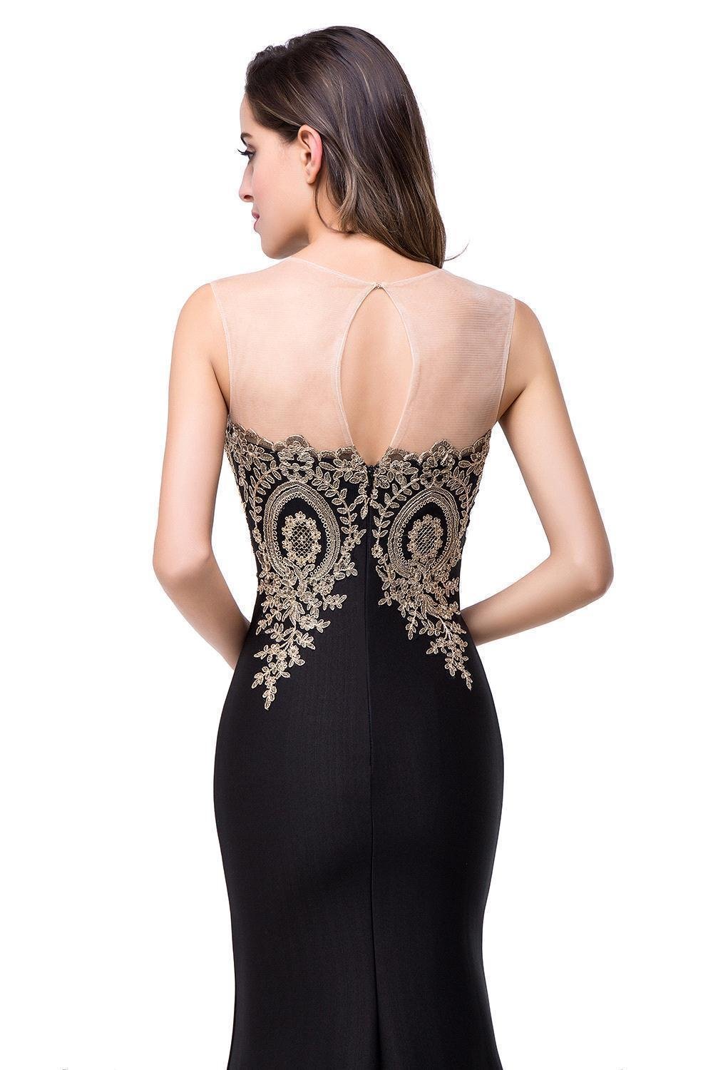 BABYONLINE D.R.E.S.S. Robe de soirée Bal Cérémonie Forme Fourreau Longue au Sol sans traîne avec Dentelle Applique en Tulle