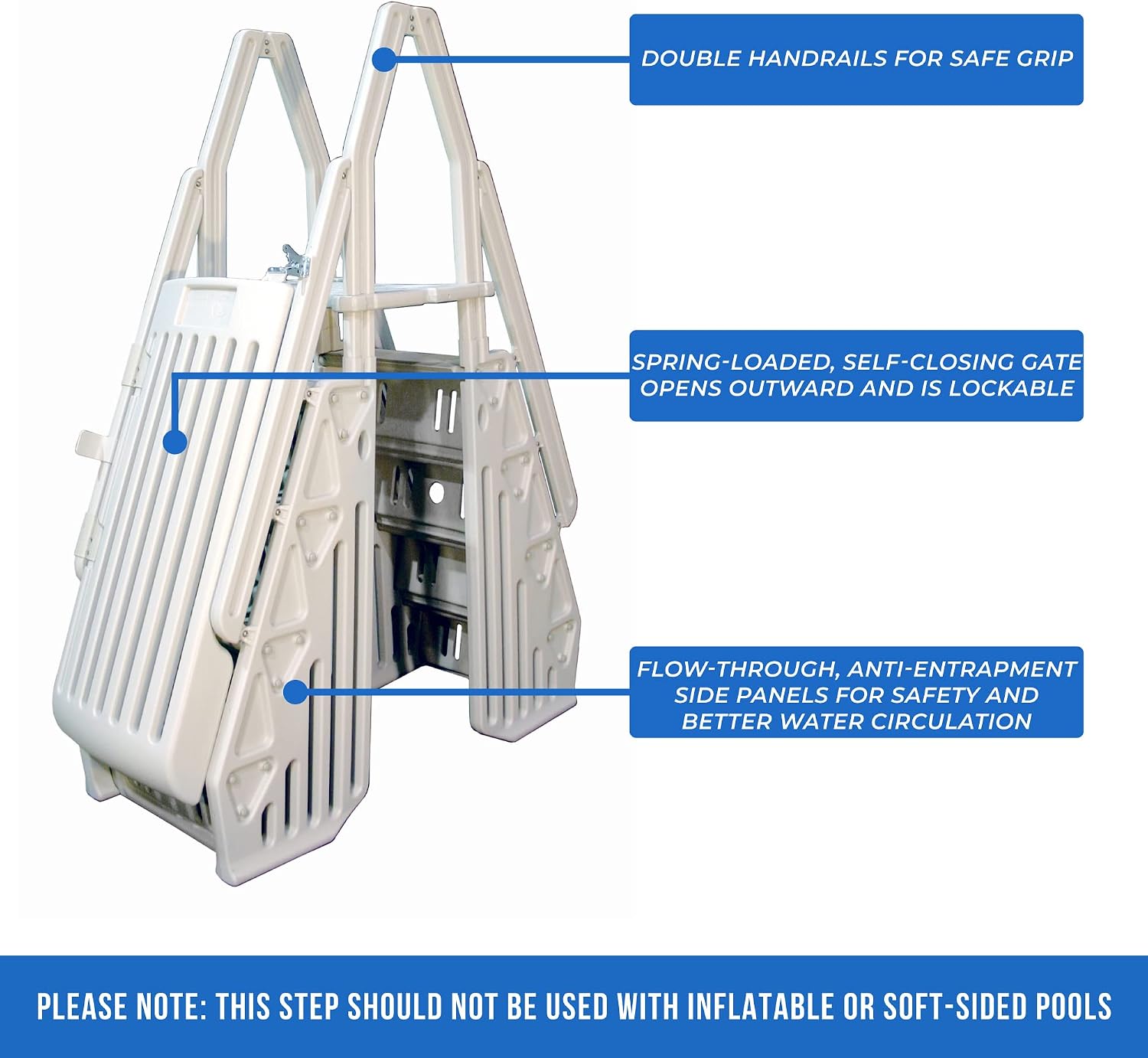Blue Wave NE115 Neptune A-Frame Entry System for Above Ground Pools, White