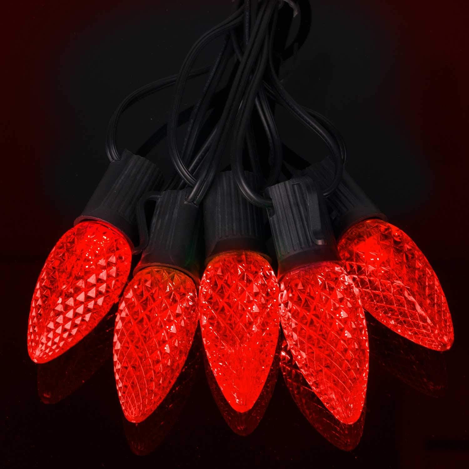 Brightown 25 Pack C9 Led Replacement Christmas Light Bulb, C9 Shatterproof Led Bulb for Christmas String Light, E17 Intermediate Base, Commercial Grade Dimmable Bulbs, Red